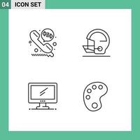 concept de 4 lignes pour sites Web mobiles et applications dispositif de déviation d'appel casque sport pc éléments de conception vectoriels modifiables vecteur