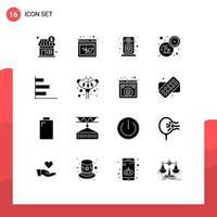 16 icônes créatives signes et symboles modernes d'éléments de conception vectoriels modifiables de café de temps audio de finance horizontale vecteur
