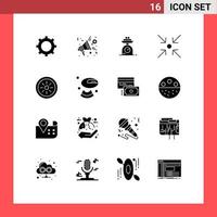 16 glyphes solides vectoriels thématiques et symboles modifiables de la machine à aliments pour légumes développer des éléments de conception vectoriels modifiables par flèche vecteur