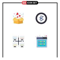 symboles d'icônes universelles groupe de 4 icônes plates modernes de signal d'amour local de boîte acheter des éléments de conception vectoriels modifiables vecteur