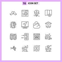 aperçu de l'interface mobile ensemble de 16 pictogrammes de développement de carte de signe explorer les éléments de conception vectoriels modifiables vecteur