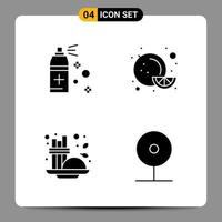 4 icônes noires pack symboles glyphes signes pour des conceptions réactives sur fond blanc 4 icônes définies vecteur