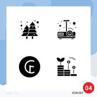 pack de 4 signes et symboles de glyphes solides modernes pour les supports d'impression Web tels que les éléments de conception vectoriels modifiables d'argent de projecteur de parc de trésorerie d'usine vecteur