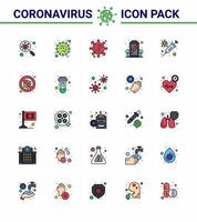 nouveau coronavirus 2019ncov 25 pack d'icônes de ligne remplie de couleur plate rester coronavirus sras bâtiment corona coronavirus viral 2019nov éléments de conception de vecteur de maladie