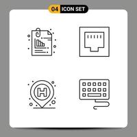 4 icônes créatives signes et symboles modernes de l'emplacement de l'attachement signe ethernet de bureau éléments de conception vectoriels modifiables vecteur