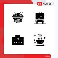 ensemble de 4 glyphes solides vectoriels sur la grille pour l'utilisateur d'automne thanksgiving trolleybus barbecue éléments de conception vectoriels modifiables vecteur