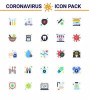 25 ensemble d'icônes d'urgence de coronavirus conception bleue telle que date pipette véhicule virus de la santé coronavirus viral 2019nov éléments de conception de vecteur de maladie