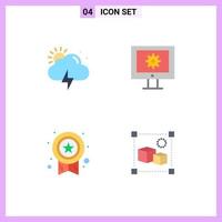 pack d'icônes plates de 4 symboles universels du service d'assistance en ligne storm star conception de maintenance web éléments de conception vectoriels modifiables vecteur