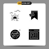 4 icônes noires pack symboles glyphes signes pour des conceptions réactives sur fond blanc 4 icônes définies vecteur