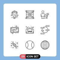 aperçu de l'interface mobile ensemble de 9 pictogrammes de stratégie de programmation de flux de travail de magasin éléments de conception vectoriels modifiables modernes vecteur