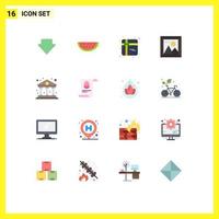 groupe de 16 signes et symboles de couleurs plates pour la finance entreprise shopping banque image pack modifiable d'éléments de conception de vecteur créatif