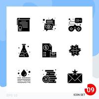 pack moderne de 9 icônes symboles de glyphes solides isolés sur fond blanc pour la conception de sites Web vecteur