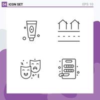 groupe de 4 signes et symboles de couleurs plates remplies pour masque de beauté expression de logement en mousse éléments de conception vectoriels modifiables vecteur