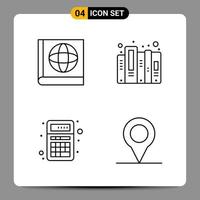 4 symboles de contour du pack d'icônes noires signes pour des conceptions réactives sur fond blanc 4 icônes définies vecteur