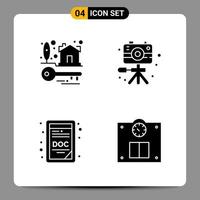 4 icônes noires pack symboles glyphes signes pour des conceptions réactives sur fond blanc 4 icônes définies vecteur