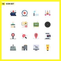 16 icônes créatives signes et symboles modernes de la piscine d'oeufs de traitement cardiaque de vacances pack modifiable d'éléments de conception de vecteur créatif