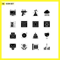 ensemble de 16 symboles d'icônes d'interface utilisateur modernes signes pour les éléments de conception vectoriels modifiables de stockage de carburant de flacon de gaz de carburant vecteur