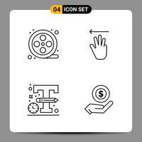 4 symboles de contour du pack d'icônes noires signes pour des conceptions réactives sur fond blanc 4 icônes définies vecteur