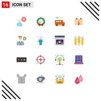 pack de 16 symboles universels de couleur plate de la saison de travail du dollar homme calendrier pack modifiable d'éléments de conception de vecteur créatif