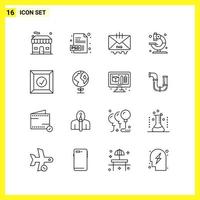 16 symboles de lignes simples ensemble d'icônes signe de contour sur fond blanc pour les applications mobiles de conception de sites Web et les médias imprimés vecteur