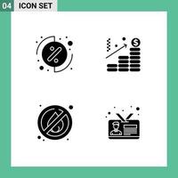 groupe de 4 glyphes solides modernes pour investissement camping analyse carte graphique éléments de conception vectoriels modifiables vecteur