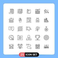 icône universelle symboles groupe de 25 lignes modernes de cuisine hôpital fichier vie signature éléments de conception vectoriels modifiables vecteur