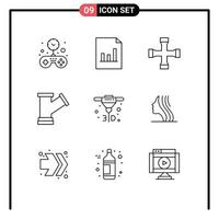 pack d'interface utilisateur de 9 contours de base d'éléments de conception vectoriels modifiables d'impression de frittage laser direct de métal vecteur