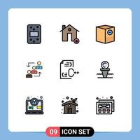 ensemble de 9 symboles d'icônes d'interface utilisateur modernes signes pour l'avancement de la boîte des employés de promotion expédition d'éléments de conception vectoriels modifiables vecteur