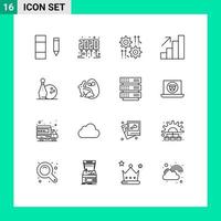 16 concepts de contour pour sites Web mobiles et applications kegling bowling cog activité carrière éléments de conception vectoriels modifiables vecteur