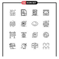 16 icônes créatives signes et symboles modernes de développement de développeurs de fenêtres éléments de conception vectoriels modifiables web vecteur