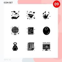 9 icônes créatives signes et symboles modernes de la musique du livre de chimie rouge éléments de conception vectorielles modifiables chinois vecteur