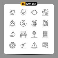 ensemble de 16 symboles d'icônes d'interface utilisateur modernes signes pour l'emplacement de célébration de bâtiment immobilier éléments de conception vectoriels modifiables par l'homme vecteur