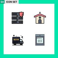 groupe de 4 couleurs plates modernes remplies pour la sécurité des camions de livraison de données paquet chrétien éléments de conception vectoriels modifiables gratuits vecteur