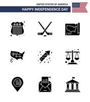 9 icônes créatives des états-unis signes d'indépendance modernes et symboles du 4 juillet de la cour de justice états vacances festivité éléments de conception vectoriels modifiables de la journée des états-unis vecteur