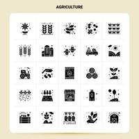ensemble d'icônes d'agriculture solide 25 conception de style de glyphe vectoriel icônes noires définies idées d'affaires web et mobiles conception illustration vectorielle