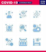 covid19 virus corona prévention de la contamination icône bleue 25 pack tels que la gestion des impulsions à l'échelle de la machine coronavirus viral blessé 2019nov éléments de conception de vecteur de maladie