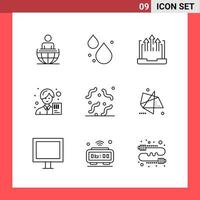 9 symboles de contour de style de ligne pack d'icônes sur fond blanc signes simples pour la conception générale vecteur