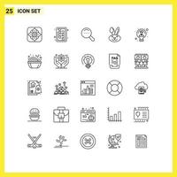 symboles d'icônes universels groupe de 25 lignes modernes d'idée de recherche de lumière utilisateur lapin éléments de conception vectoriels modifiables vecteur