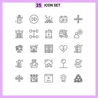 25 icônes créatives signes et symboles modernes de date de noël musique calendrier argent éléments de conception vectoriels modifiables vecteur