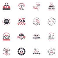 bonne fête des pères salutation main lettrage badges 16 typo noir et rose isolé sur blanc modèle de conception de typographie pour affiche bannière carte cadeau t-shirt impression étiquette autocollant style rétro vintage vecteur