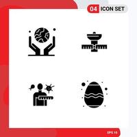 interface mobile glyphe solide ensemble de 4 pictogrammes d'éléments de conception vectoriels modifiables de la maladie de l'espace de la planète de l'environnement vecteur