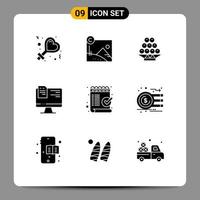 interface mobile glyphe solide ensemble de 9 pictogrammes d'éléments de conception vectoriels modifiables de fichier en ligne de vérification de liste de fruits vecteur