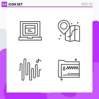 ensemble de 4 icônes dans les symboles de contour créatifs de style ligne pour la conception de sites Web et les applications mobiles signe d'icône de ligne simple isolé sur fond blanc 4 icônes vecteur