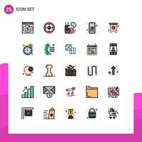 25 icônes créatives signes et symboles modernes d'éléments de conception vectoriels modifiables d'entreprise de dispositif de tête mobile en ligne vecteur