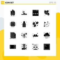 16 glyphes solides vectoriels thématiques et symboles modifiables du succès de l'éducation à puce classement d'automne éléments de conception vectoriels modifiables vecteur