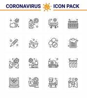 16 lignes coronavirus maladie et prévention vecteur icône température laboratoire strature tubes chimie virus coronavirus 2019nov maladie vecteur éléments de conception