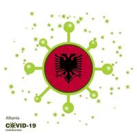 albanie coronavius drapeau sensibilisation contexte restez à la maison restez en bonne santé prenez soin de votre propre santé priez pour le pays vecteur