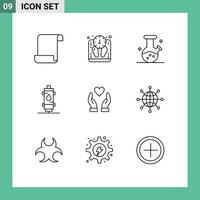 pack d'icônes vectorielles stock de 9 signes et symboles de ligne pour l'amour geyser lab gaz chaleur éléments de conception vectoriels modifiables vecteur