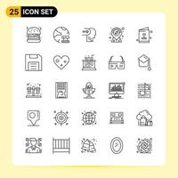 25 icônes créatives pour la conception de sites Web modernes et des applications mobiles réactives 25 signes de symboles de contour sur fond blanc pack de 25 icônes vecteur