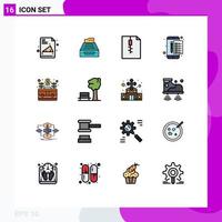 16 icônes créatives signes et symboles modernes de paiement des taxes fichier de boîte de réception zip éléments de conception vectoriels créatifs modifiables vecteur